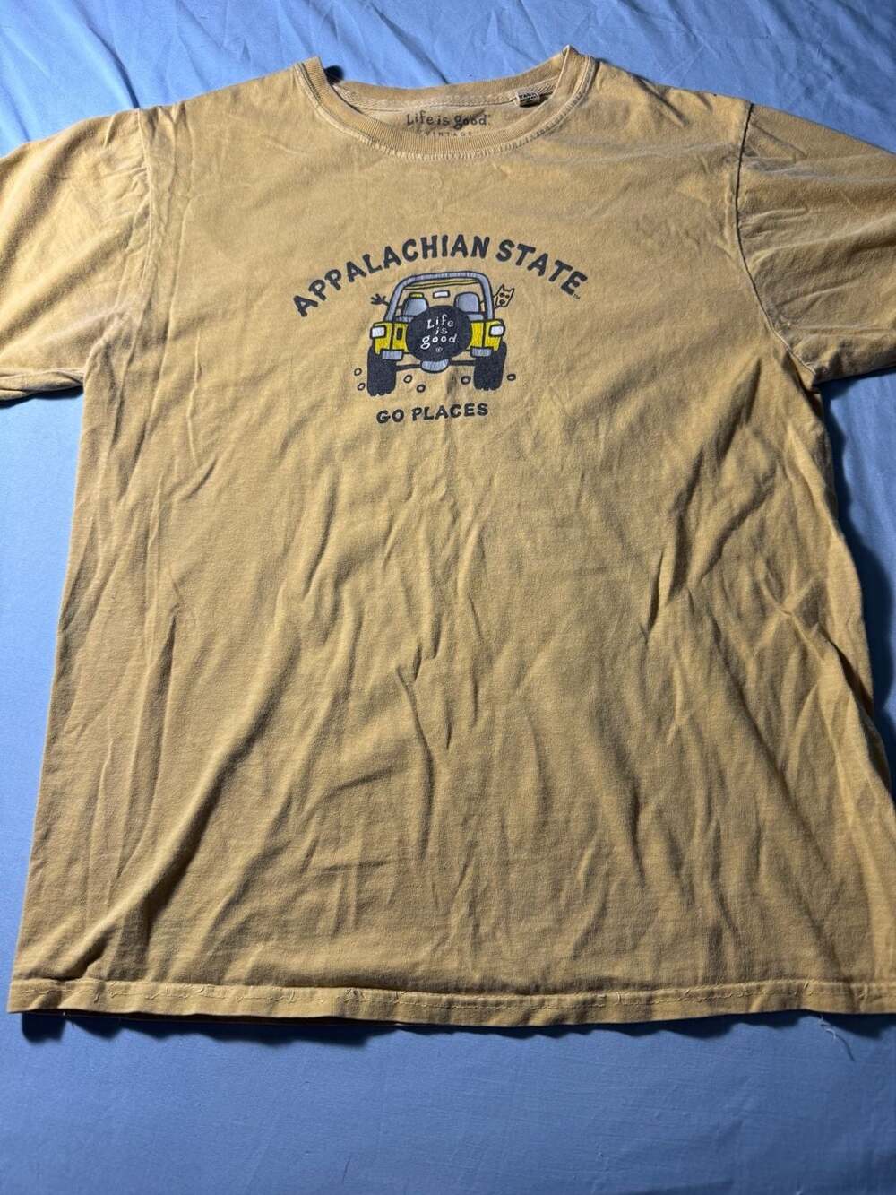 Life Is Good Appalachian State T-Shirt Size S Yellow